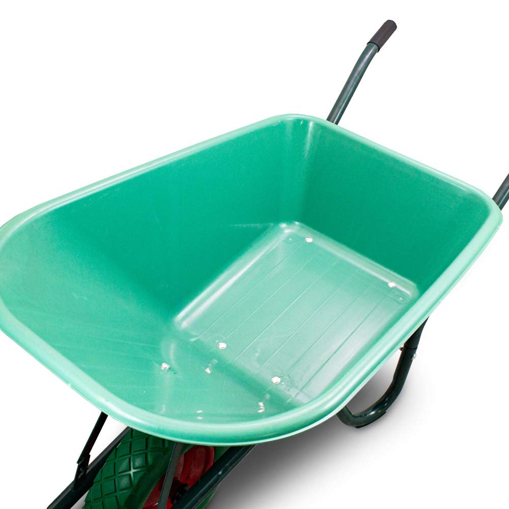BITUXX Schubkarre 100L Schubkarren Scheibtruhe Schiebkarre Bauschubkarre mit PVC Wanne und PU Rad bis 250kg (Schubkarre mit PVC Mulde und PU Rad Grün)