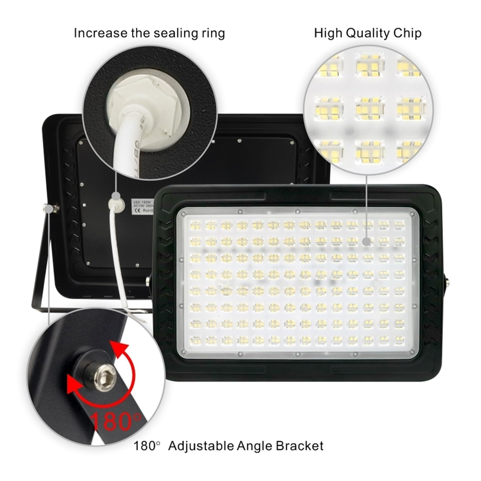 Focos LED Światło Halogenowe 200W 150W 100W 50W Oświetlenie Zewnętrzne Reflektor IP67 Nowoczesny Wodoodporny Reflektor Reflektor Lampa Ogrodowa(Warm white,200W)