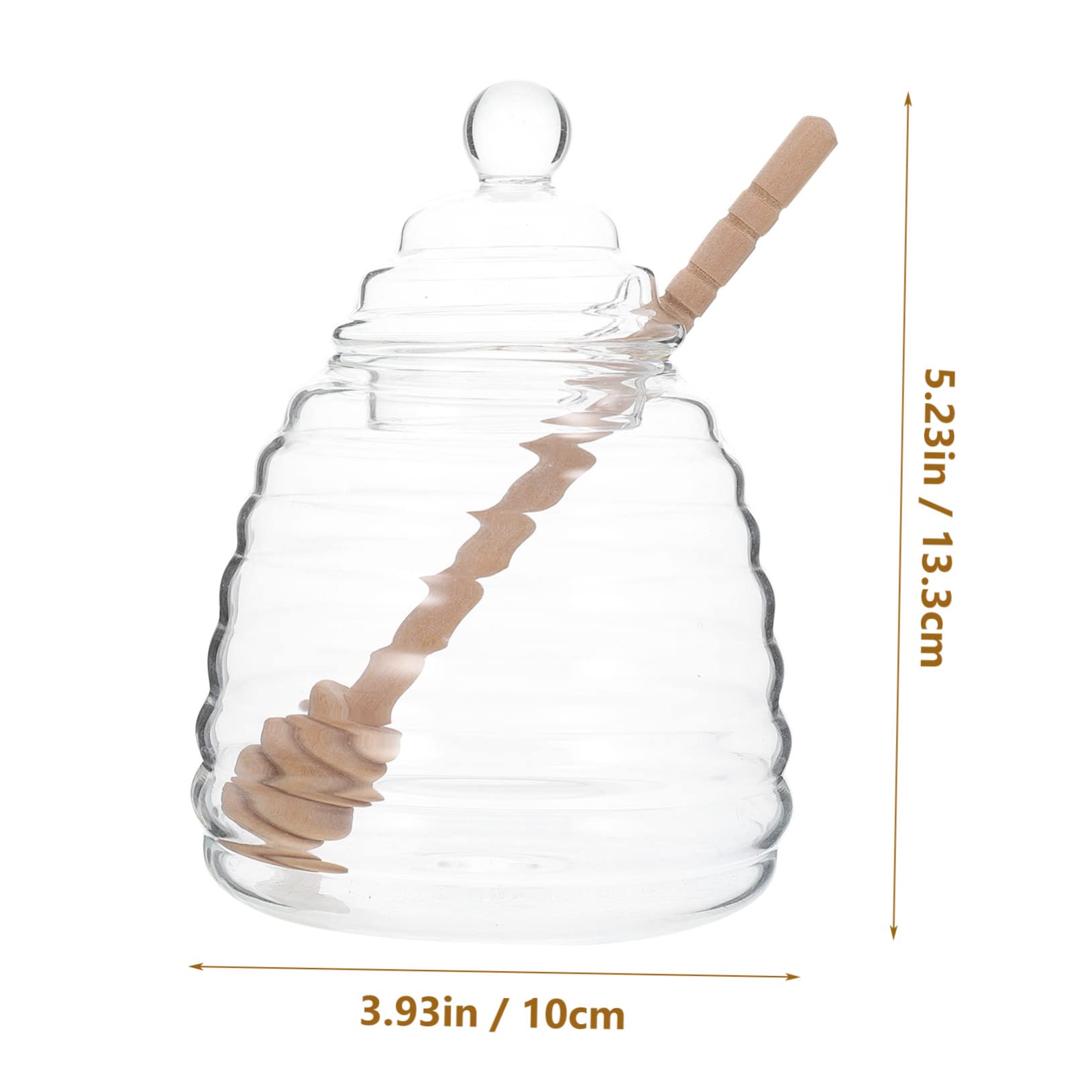 Cabilock 1Set Transparent Glass Honey Jar with Stirring Rod Home Syrup Container Smooth Surface Easy Observation Practical Design for Kitchen Use