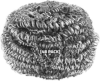 48 Pack Stainless Steel Sponges, Steel Wool Scrubber, Scrubbing Scouring Pad for Pots, Pans and Ovens Great for Kitchen, Bathroom, Outdoors by EcoQuality