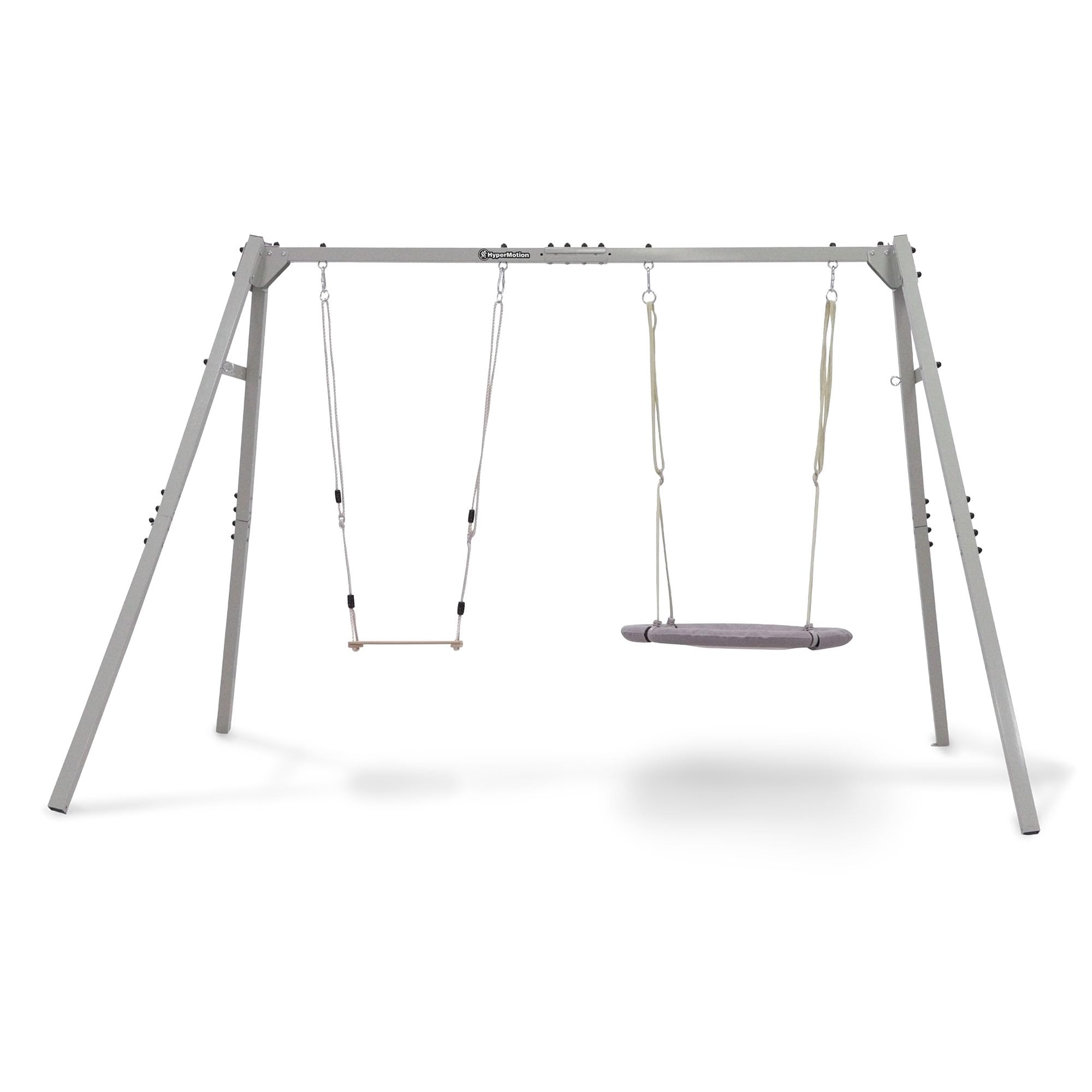 HyperMotion 4-in-1 Gartenschaukel Set aus Legiertem Stahl und Polyester, Pulverbeschichtet in Grau, mit Hängematte, Schaukelsitz und Vogelnest, 310 × 180 × 192 cm