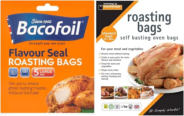 Roasting Bags for Ovens and Microwaves 5 Large Bags and 8 Medium Bags Flavour Seal Cooking Bags