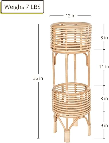 Miniatura 8 de KOUBOO Soporte para plantas de interior de ratán, pequeño, maceta natural marrón
