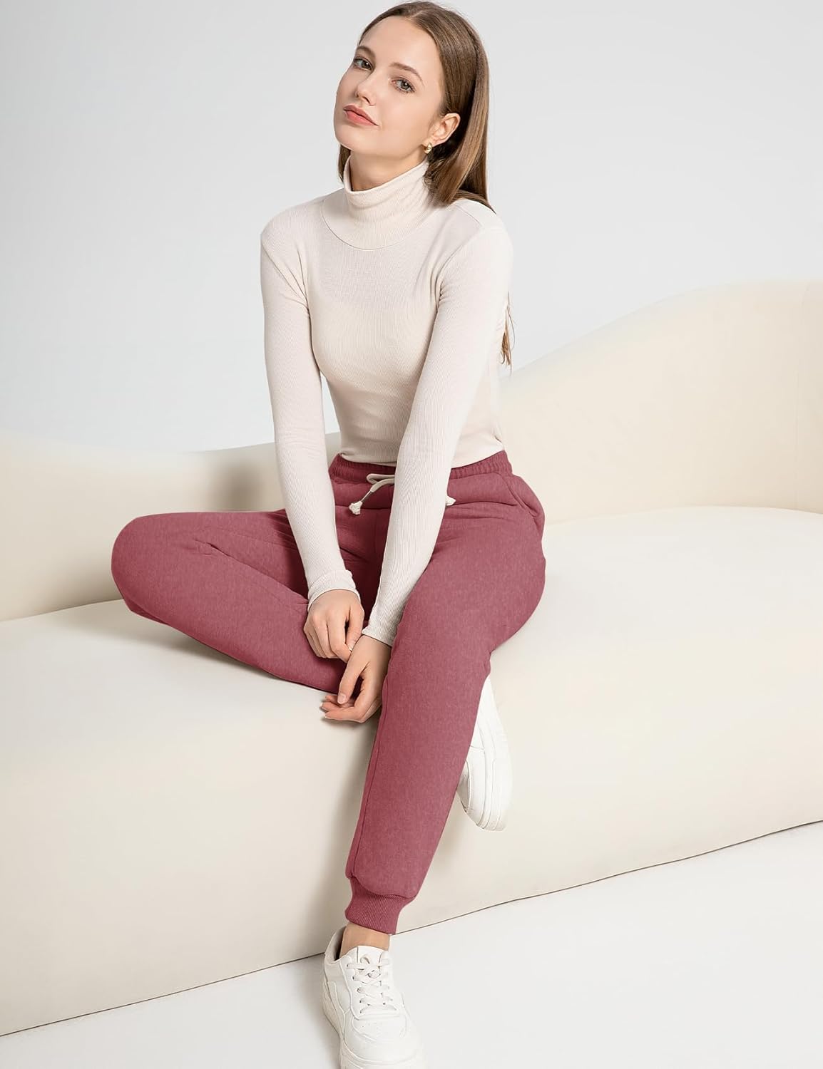 Flygo Women's Winter Warm Fleece Joggers Pants Sherpa Lined Athletic Active Sweatpants - Image 2