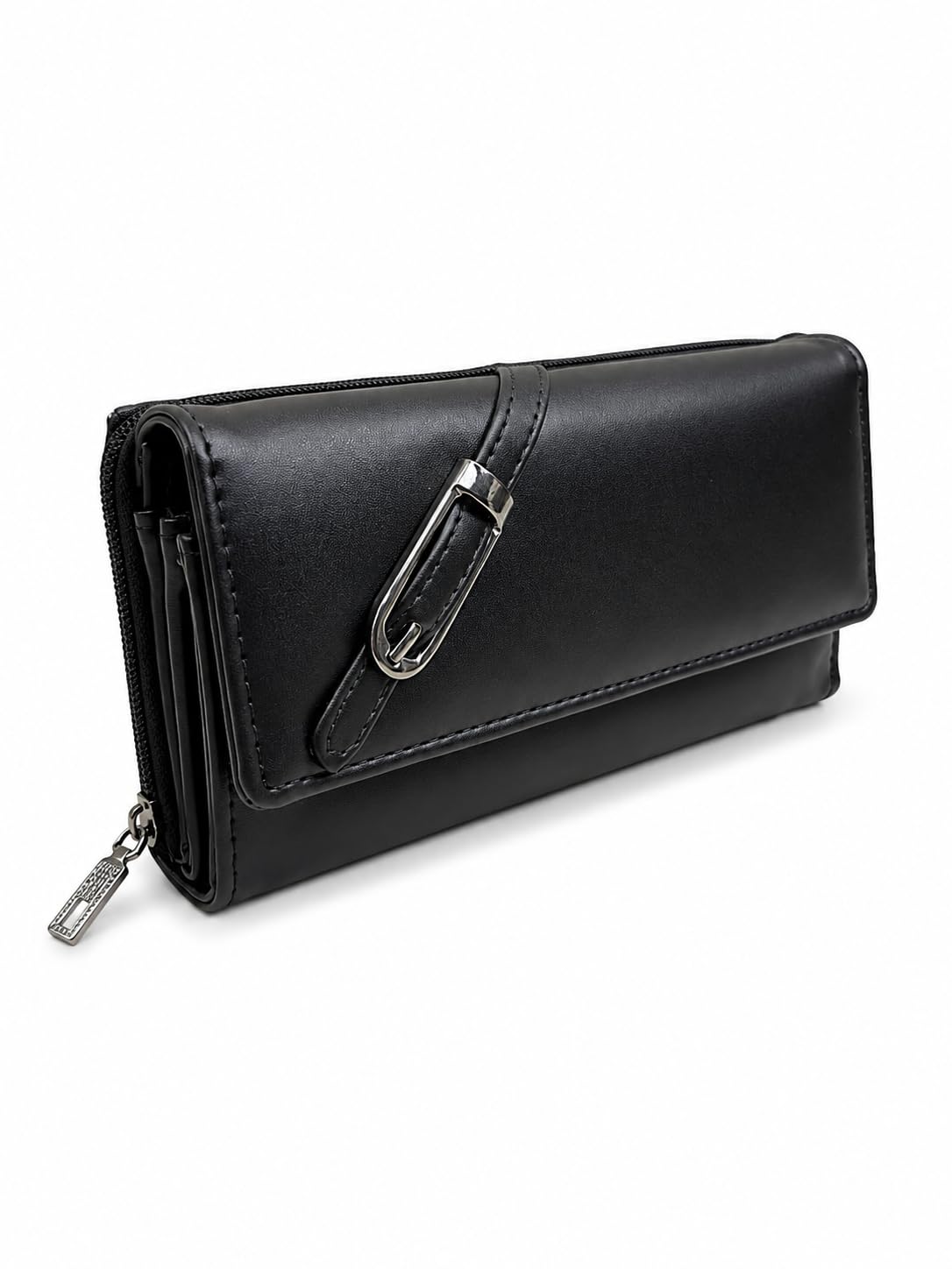 Women's Long PU Leather Clutch Wallet, (Black)-image-15