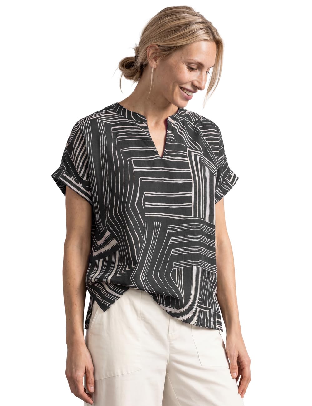Damen Dropped Shoulder Shirt mit Split Neck