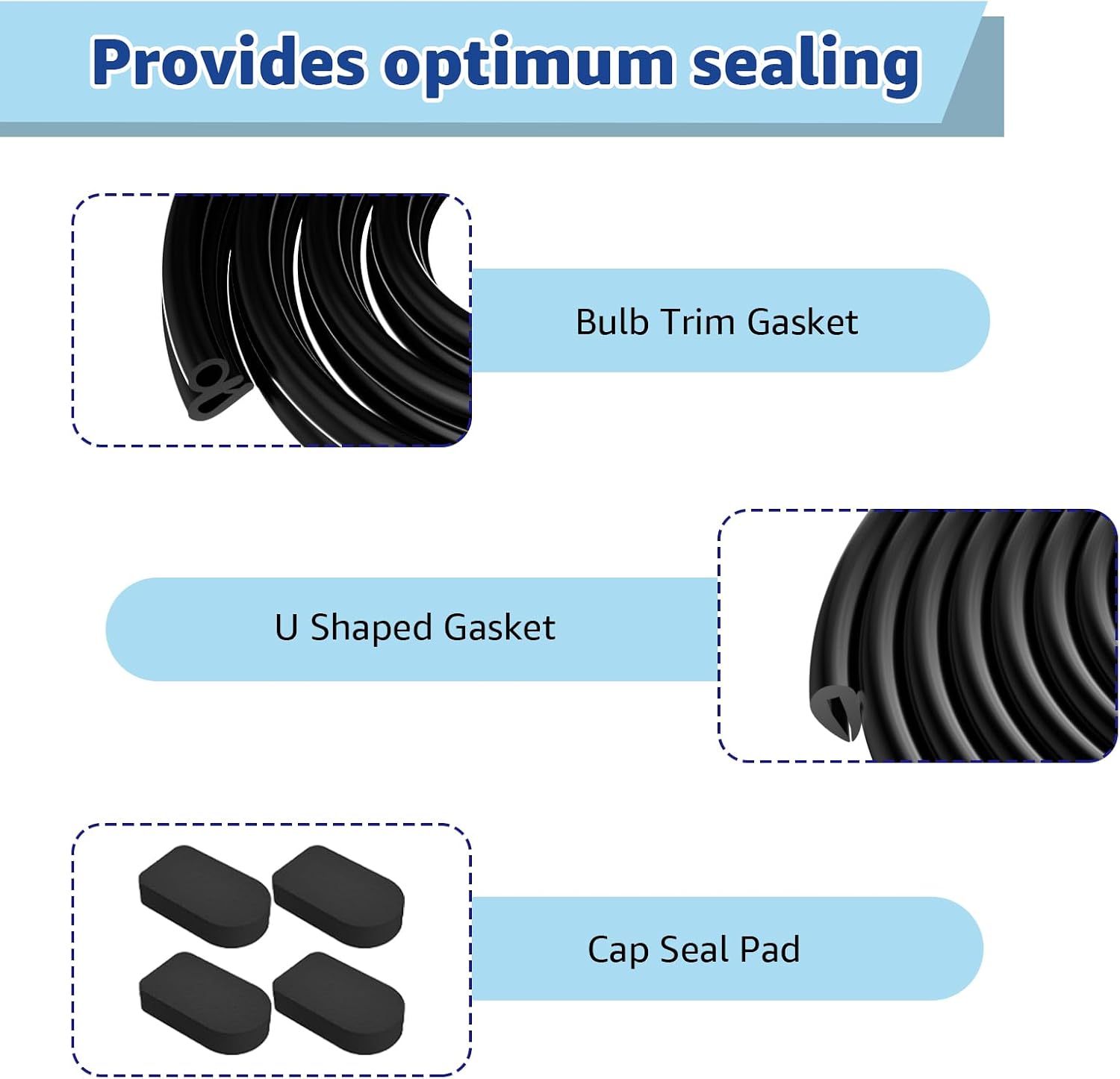 for Bilco Basement Door Seal Kit (1 x U Shaped Gasket, 1x Bulb Trim Gasket, 4 x Cap Seal Pad) - Replacement for Bilco Basement Door Weatherstrip Kit