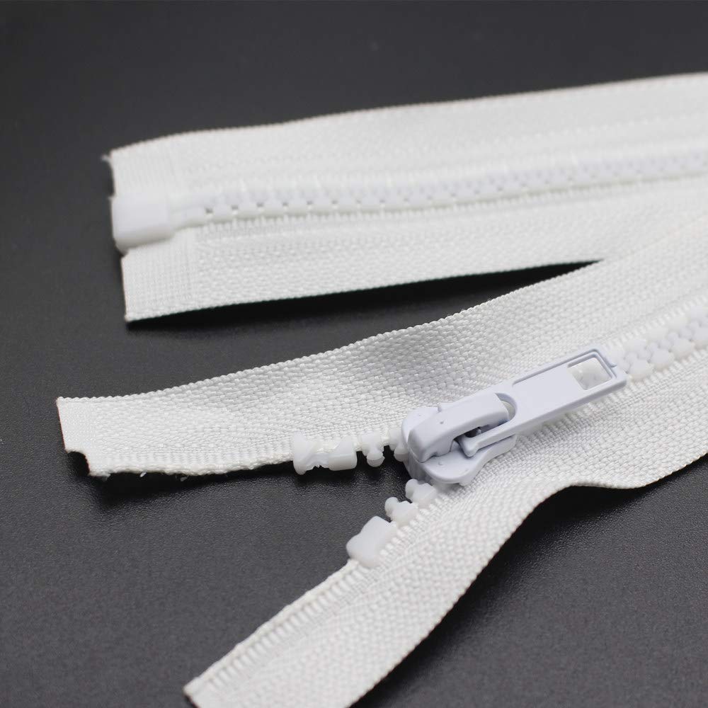 YaHoGa Pack of 2 83 cm Zip Plastic 5 mm Separable Zip for Jackets White - Image 4