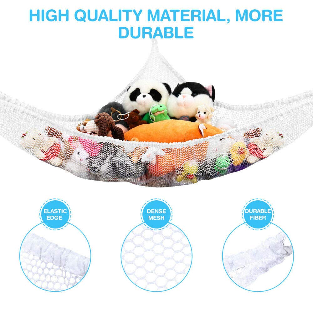 2PCS Hamac Rangement Peluches - Filet Organisateur Jouets Enfant Avec 6 Crochets, Chambre Bébé Salle De Bain