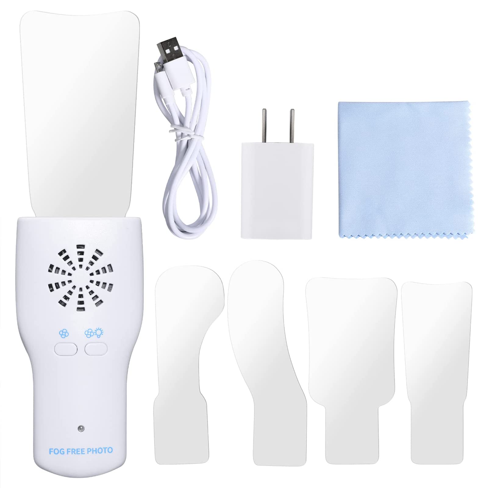 Fotoespejo Dental, Kit De Cuidado Dental Endoscópico Oral De 4 Piezas con Ventilador Y Reflector De Fotografía Oral Led, Espejo Dental con Luz En La Boca