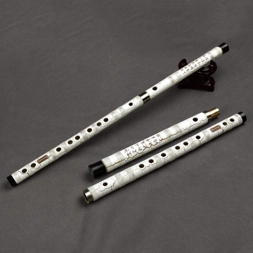 Clave Flauta Blanca Hecha Flauta de bambú Mano Instrumento Musical Flauta Profesional con línea Dizi también Adecuada para Principiantes (Color : Tecla F)