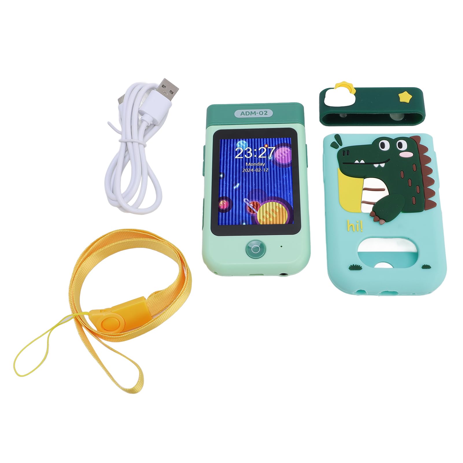 AMONIDA Piccolo Smartphone Giocattolo Touchscreen da 2,8 Pollici per Bambini con Lettore Musicale e Giochi Educativi per la Ricreazione (verde dinosauro)