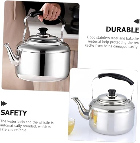 Miniatura 6 de Zerodeko Zumbando Hervidor de té para acampar, tetera hirviendo, botella de agua de metal, hervidor de agua de acero inoxidable, olla de hervidor de