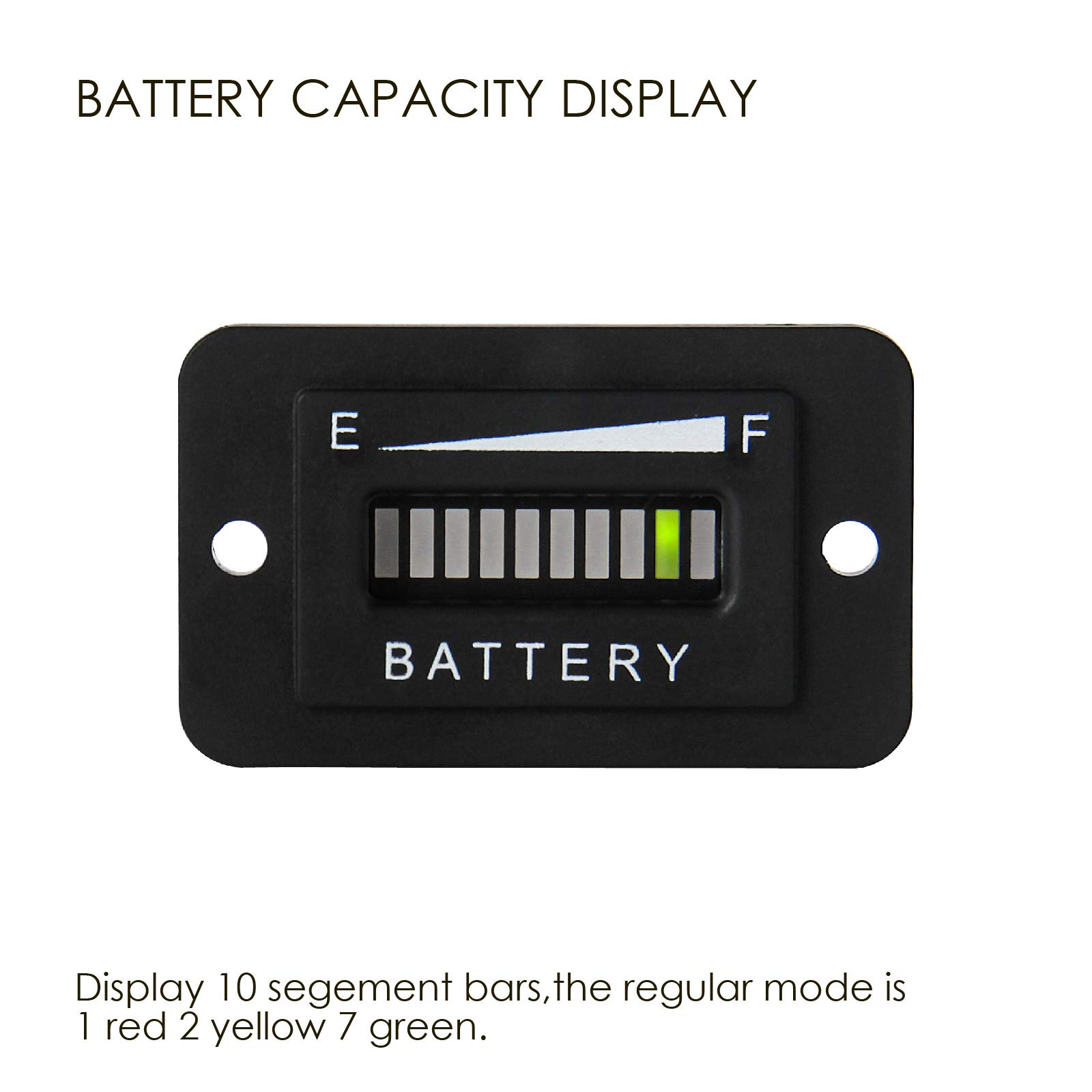 Jayron Large LED Display Lead Acid Battery Indicator Suit for DC Powered Equipment Such as Fork Lifts,Golf Cart,Floor Care Equipment (12/24V)