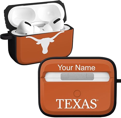 AFFINITY BANDS Texas Longhorns HDX - Funda con nombre personalizado compatible con Apple AirPods Pro 1 y 2 (negro clásico)
