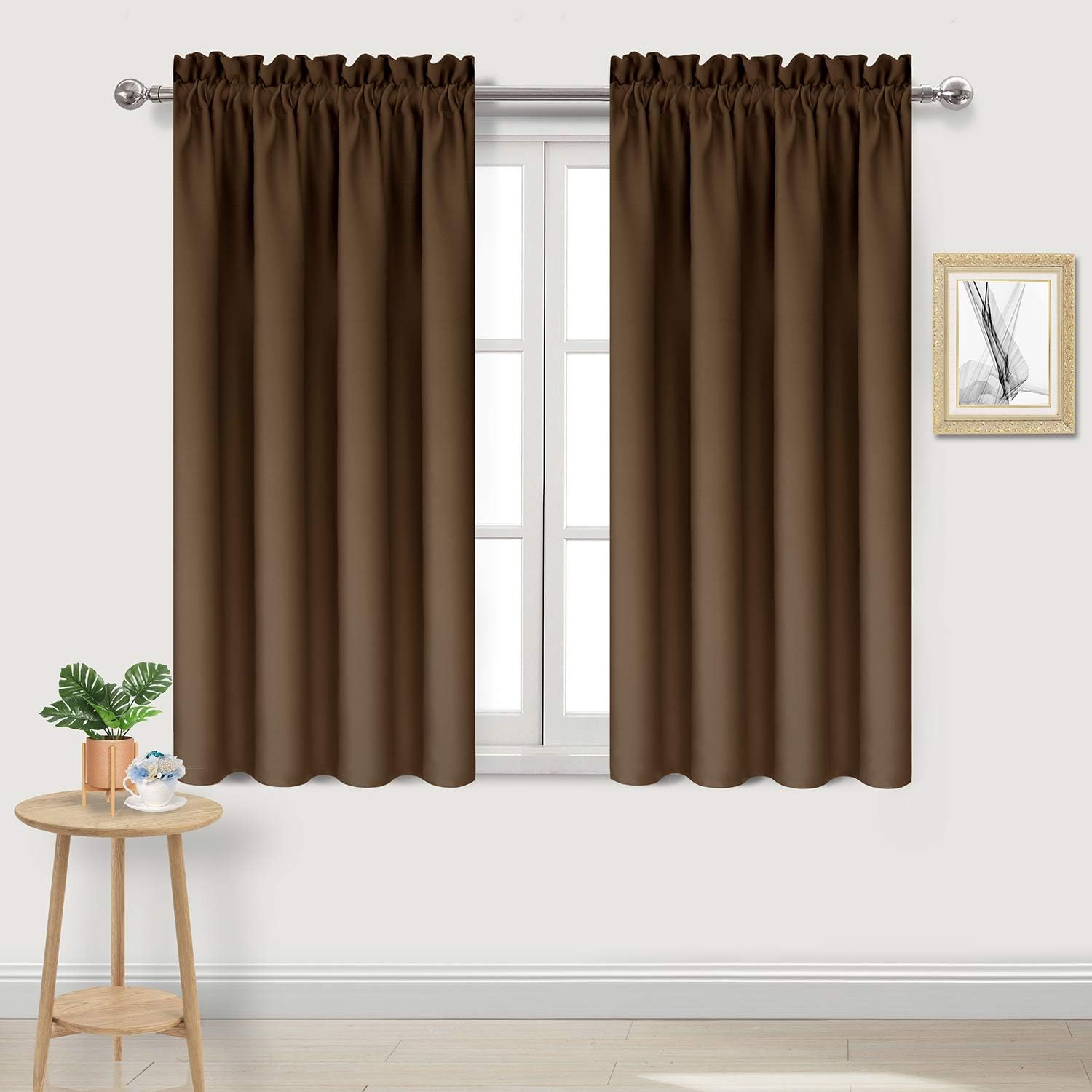 ((similar))DWCN Blackout Curtains Thermal Insulated Energy Saving Bedroom and Kitchen Curtains Window Treatments, W 38 x L 45 Inch, Set of 2 Brown Rod Pocket Drapes 38x45 | inch Brown