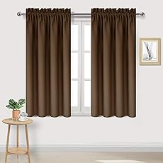 RYB HOME Blackout Window Curtains Insulated Drapes Rod Pocket Curtain Morden Panels for Cafe Shop Window Treatments D?or Draperies Energy Efficient for Bedroom, W 42 in by L 54 in, Brown, Set of 2