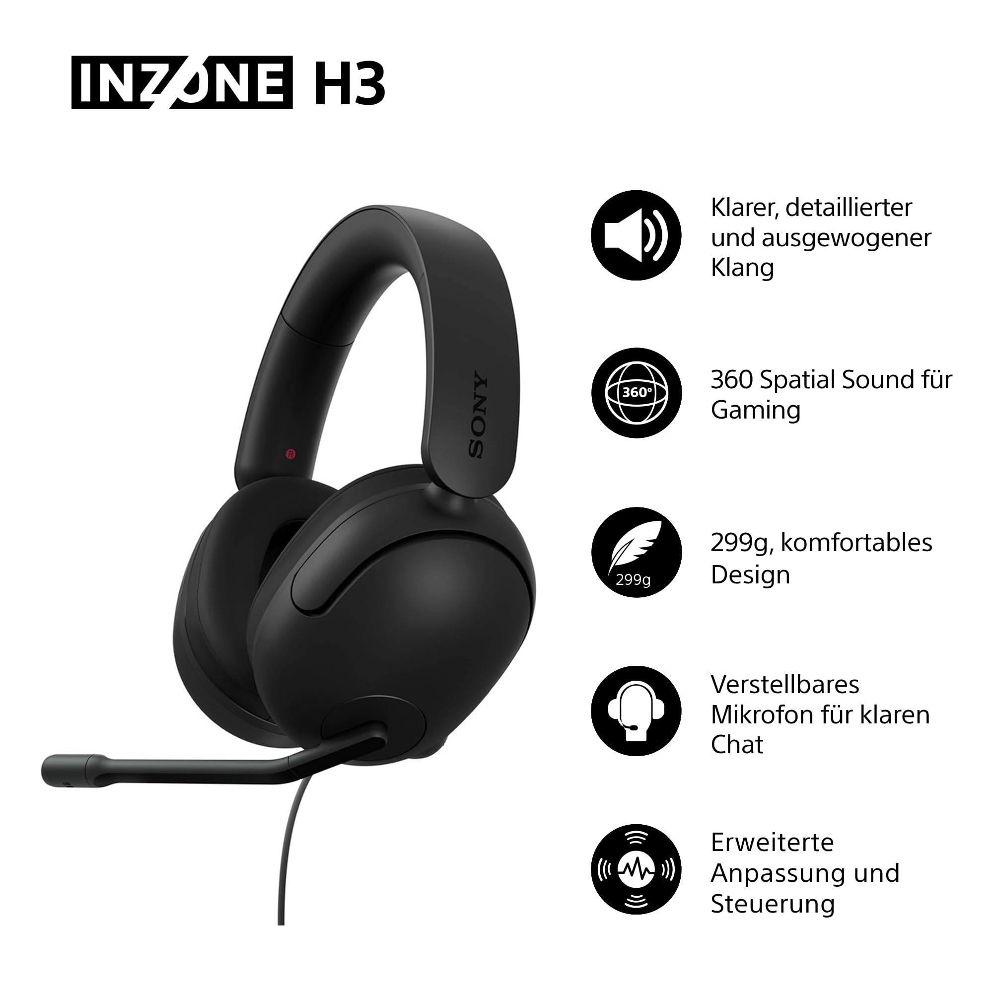 Sony INZONE H3 Gaming-Headset (Geräuschisolierung – Bild 2