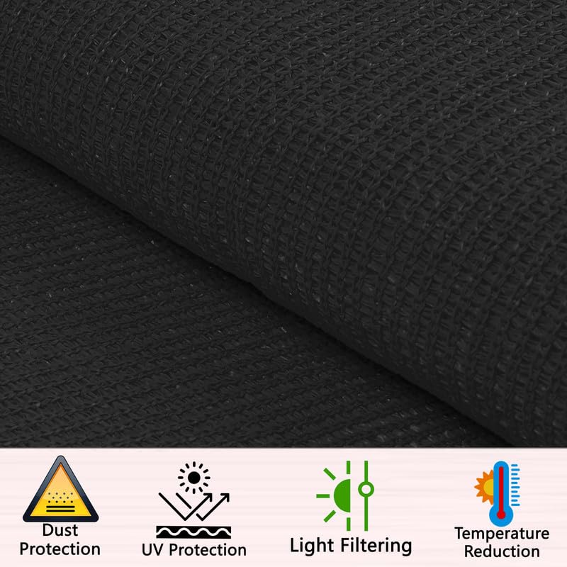 Image of MetDeals HDPE Knitted Balcony Sun Shade Sail Canopy Cover for Outdoor, Garden & Terrace|UV & Sun Protection with Rustproof Eyelet & Cable Tie for Easy Installation(Black, 14x9 Ft)(Pc 1)