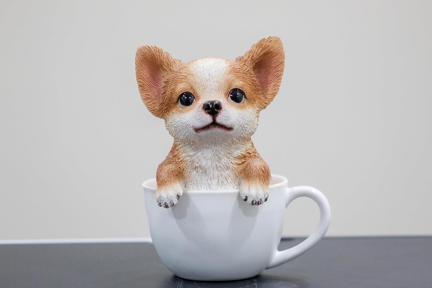 DIGITAL COMM Adorable Teacup Cute Puppy Showpiece, Cup Dog Statue for Table Decoration, Cute Puppy Figurine for Home, Office, Room Shelf Decoration, Size 5.75 Inches (Chihuahua)