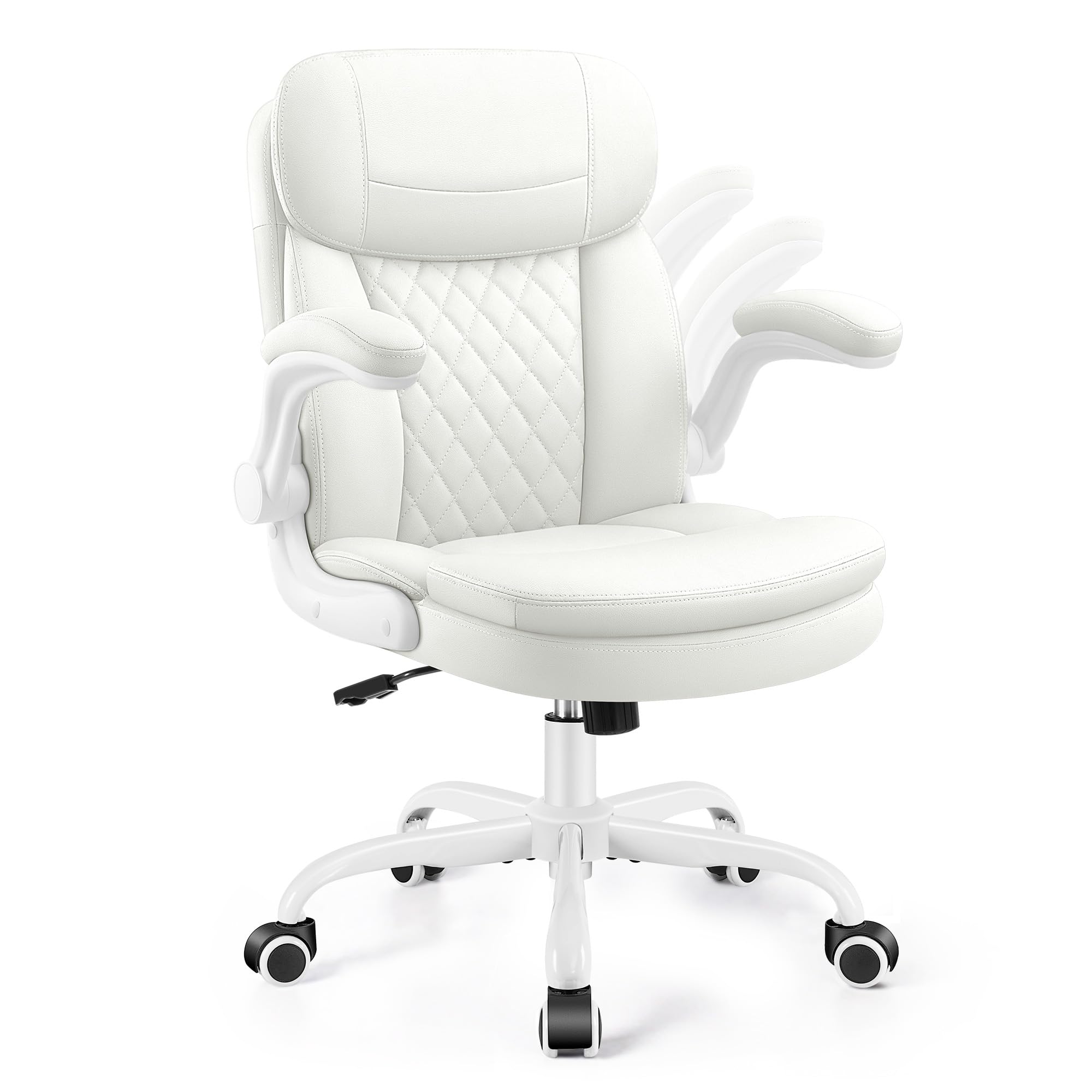 Amazon.com: Leather Office Chair, White Computer Desk Chair with