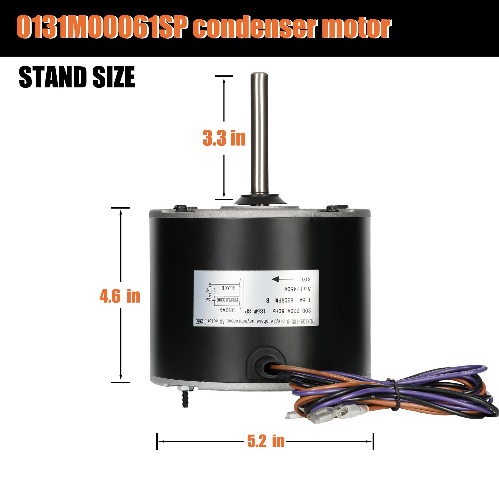0131M00061SP, 1/4 Hp Condenser Fan Motor Replaces Goodman