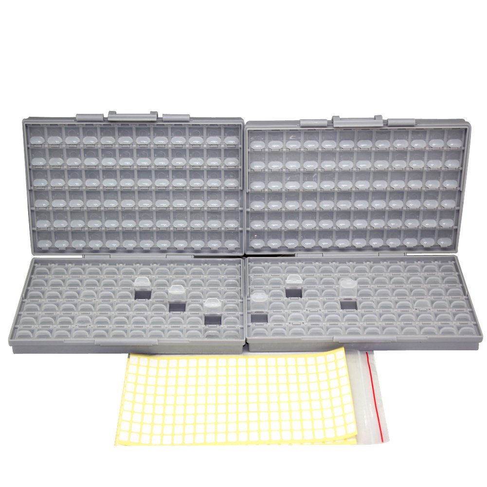 2 AideTek BOXALL144 SMD SMT Resistor Capacitor 1206 0805 0603 Box Organizer Craft Beads Storage 144 Compartments for each box