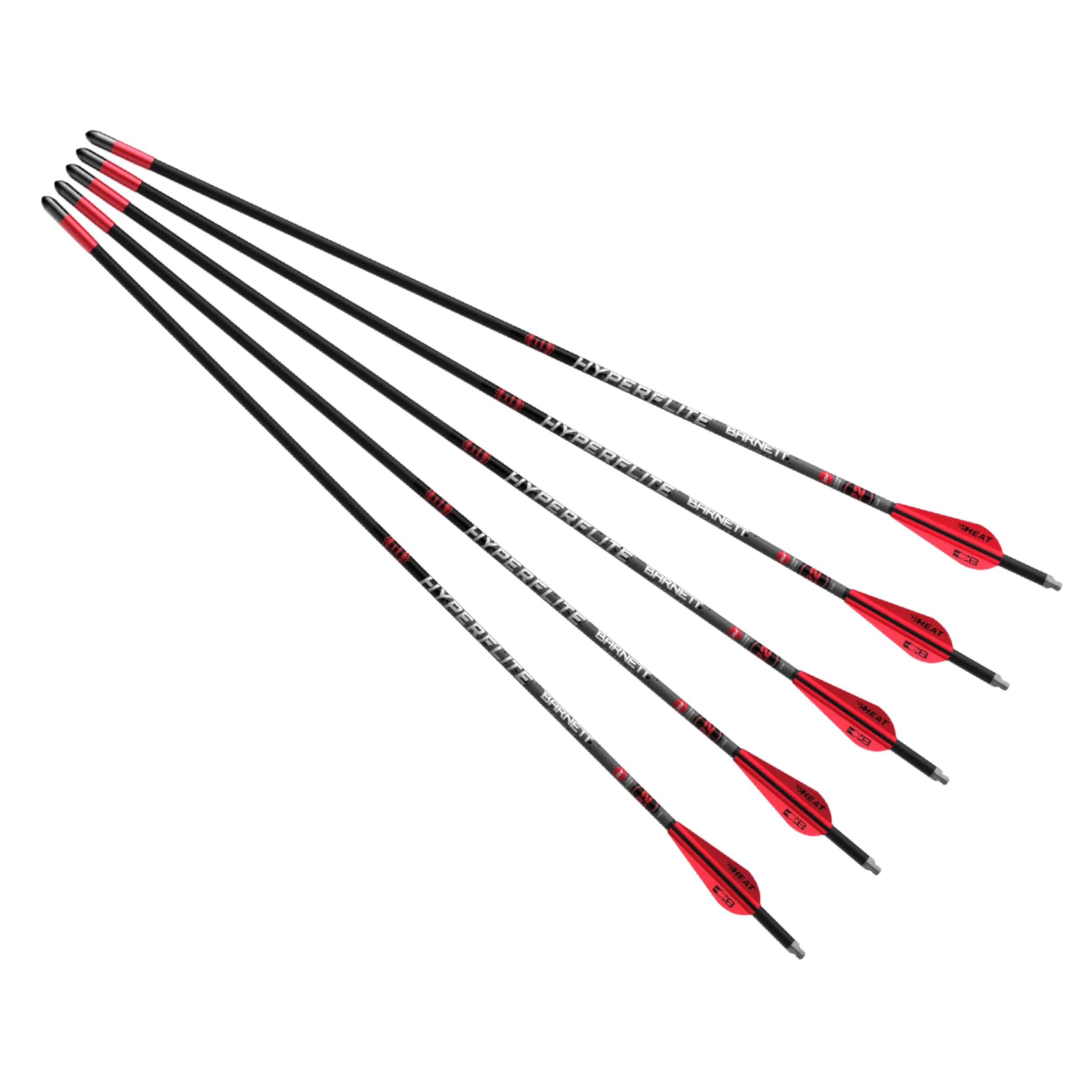 Barnett 22" Hyperflite Crossbow Arrows, Precision Hunting Bolts for Barnett Hyper Series Crossbows, with Red & White Heat Vanes, 5-Pack