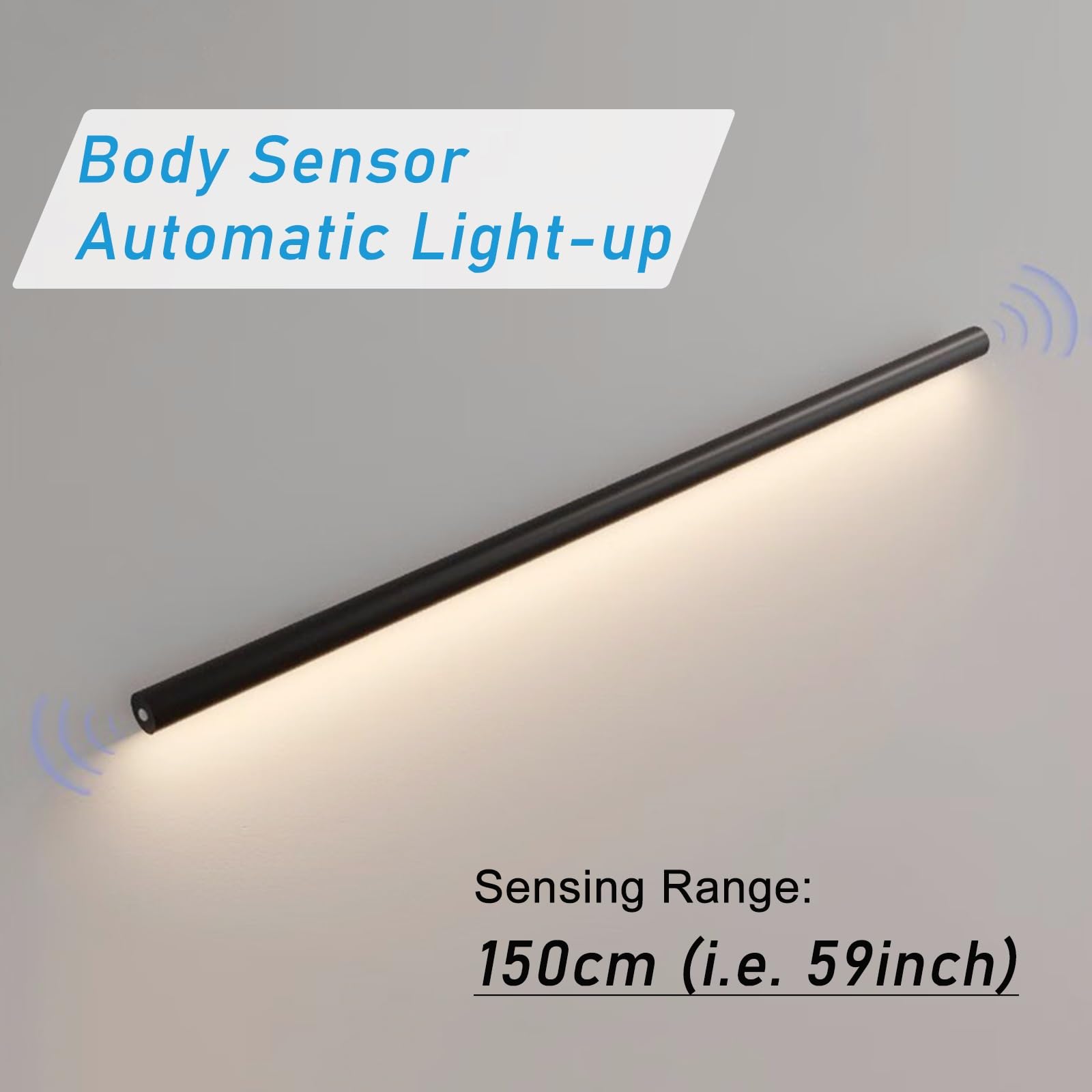 Corrimano a Parete con Luce con Sensore di Movimento, Corrimano con Luce a LED, Robusto Corrimano per Scale di Sicurezza per Scale Interne, Nero Opaco (Size : Right-24 (60cm))