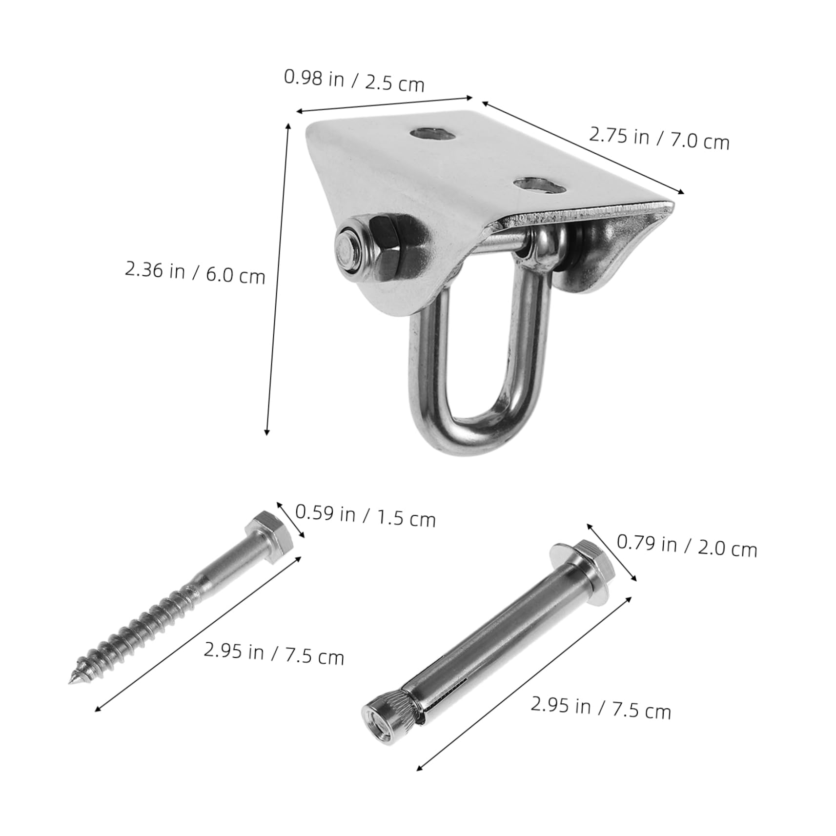 Toyvian Set Hammock Fixed Buckle Hammock Playground Equipment Indoor Swing Hooks Ceiling Swing Hanger Ceiling Mount Heavy Duty Swivel Hook for Hanging Chair Silver 304 Stainless Steel