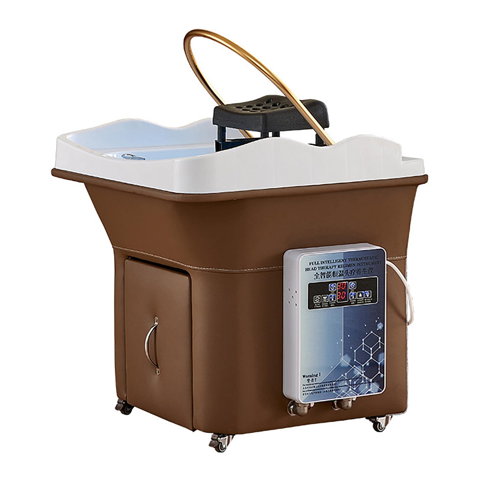 LBMED Máquina Eléctrica Champú,Tazón Champú Peluquería Salón con Lámpara Terapia Luz Y Reposacabezas,Descarga Cíclica 360° Y Temperatura del Agua Ajustable 50-70°,Refrescante Suave, para Salón