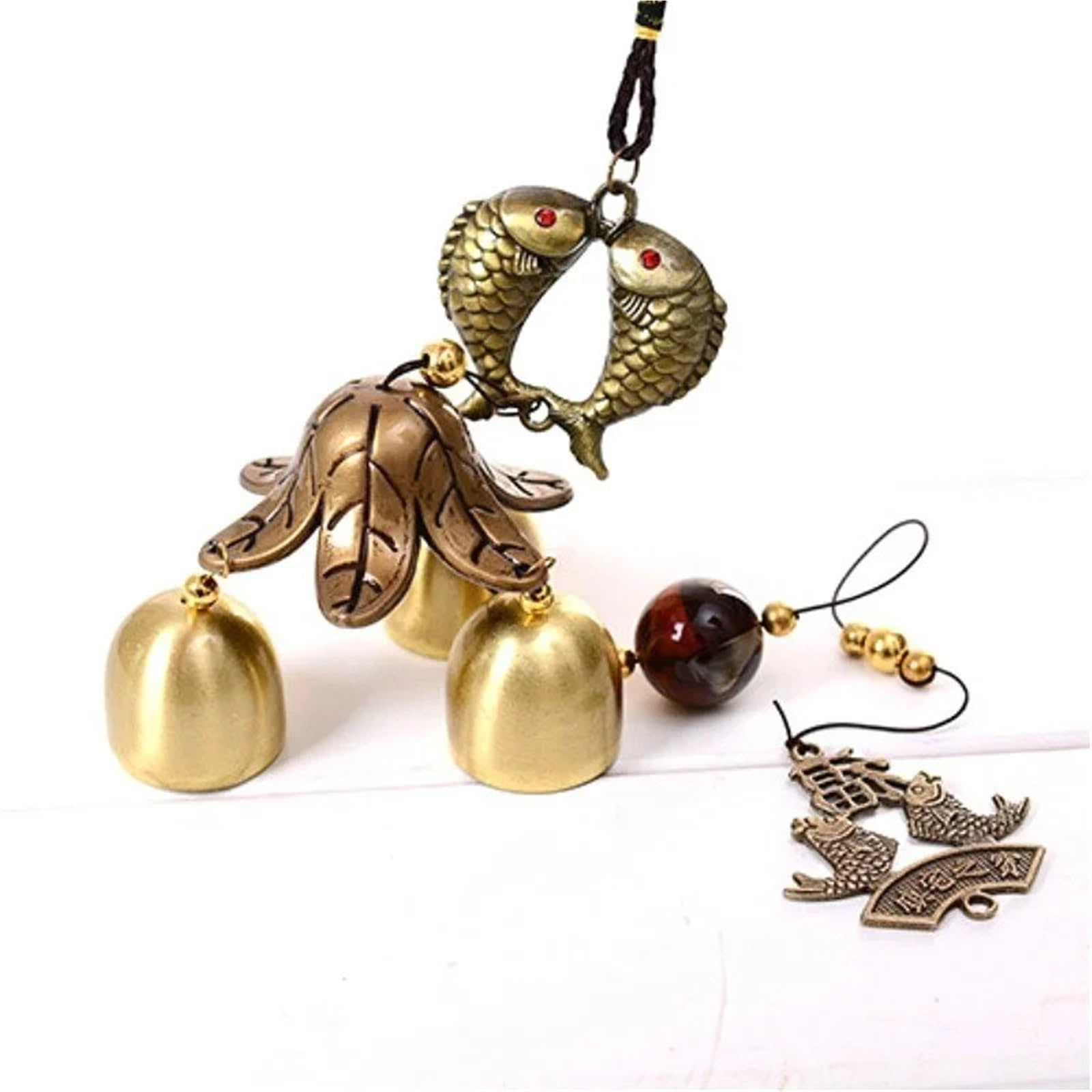 Antique Wind Chime Copper Yard Garden Outdoor Living Decoration Metal Wind Chimes Gift, 1Pcs(Fish)