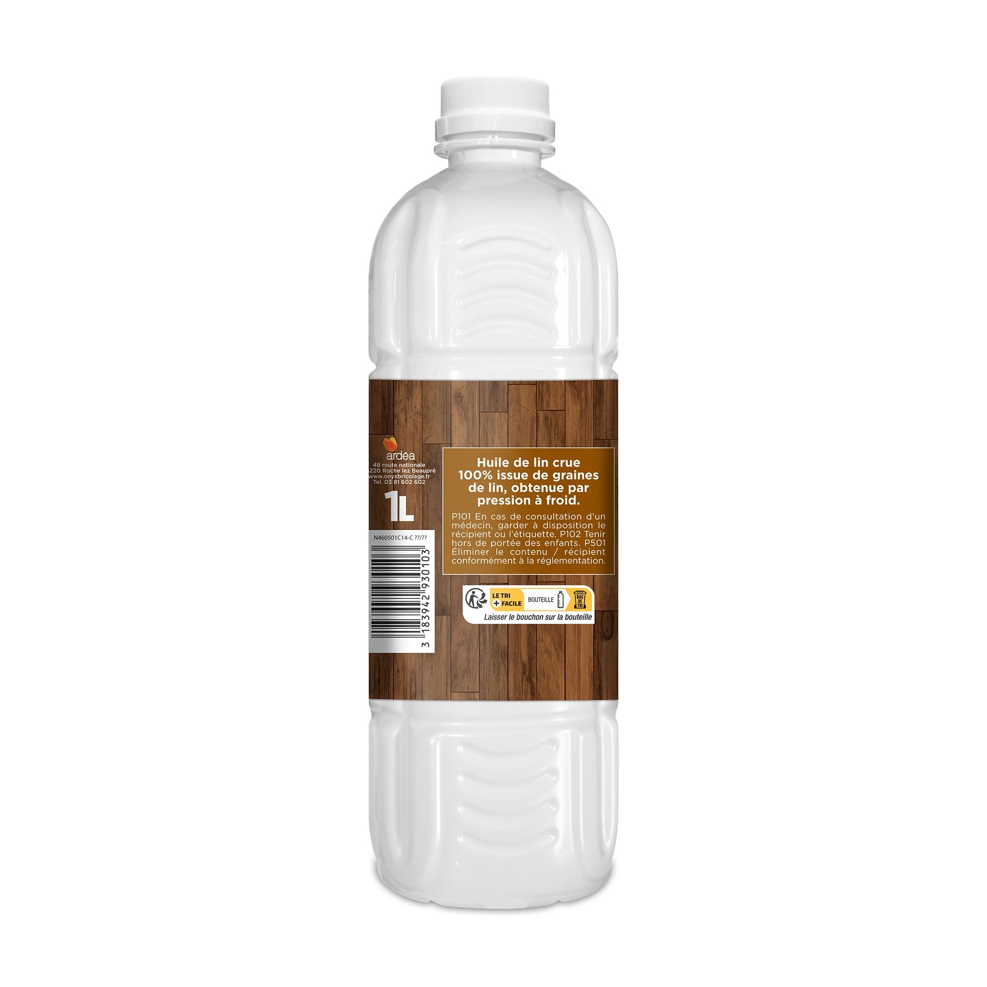 Huile de Lin pour Bois 100% Graines de Lin 1L Protection Rénovation Entretien Extérieurs Sols Poreux Fabrication Française