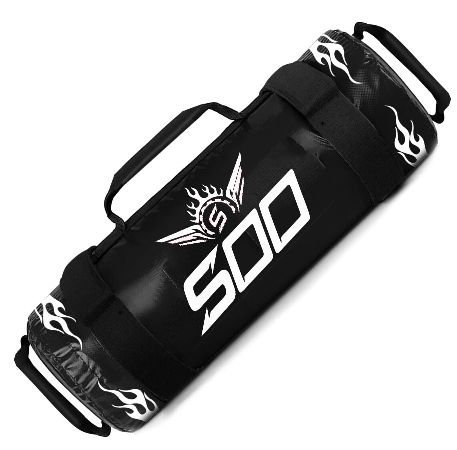 SOO Fitness Power Sandbag, Heavy Duty Sand Filled Workout Training Gym Bag with Strong Handles Weighted Slam Bag for Weight Lifting, Running, Powerlifting Exercises (Black, 10kg)