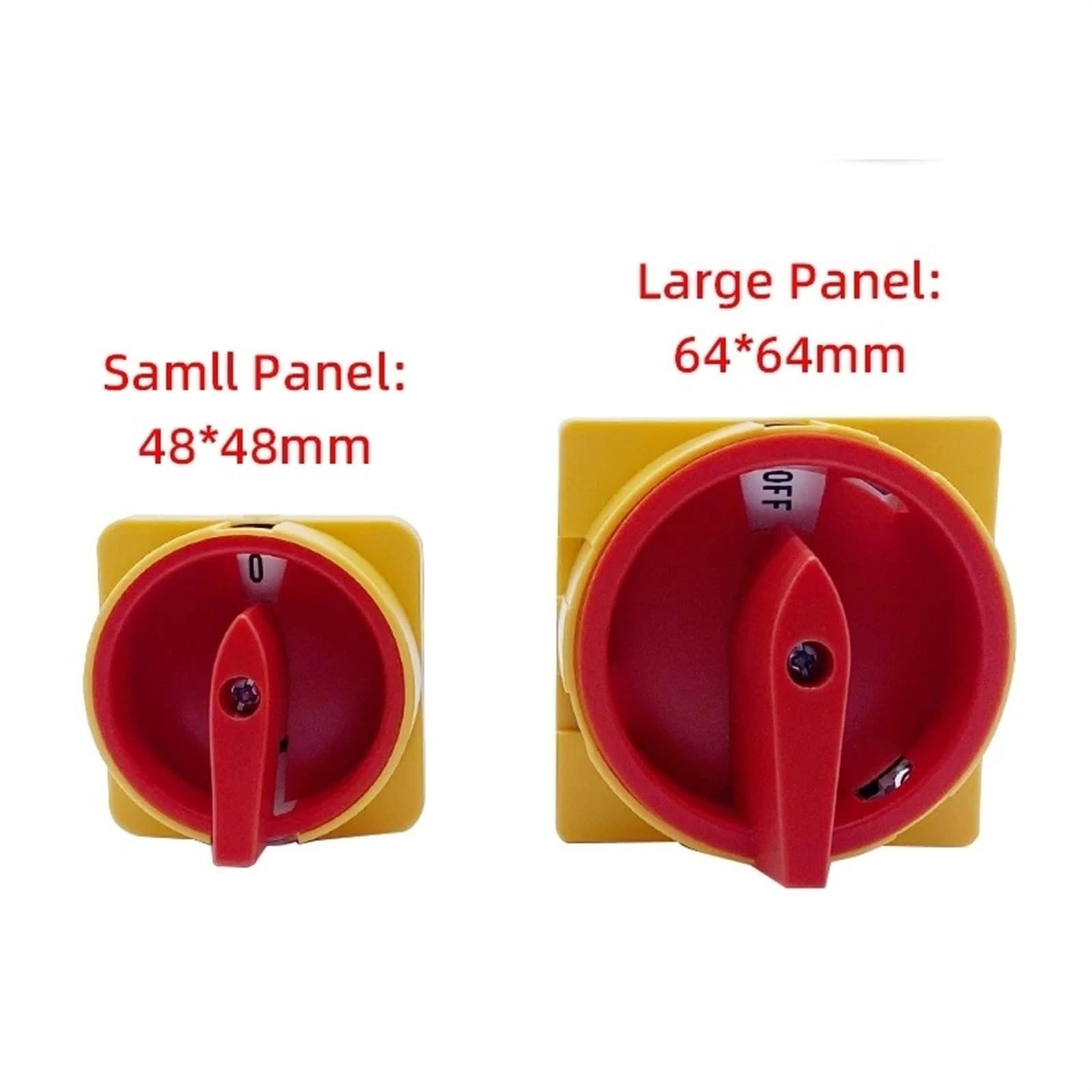 LW26GS-20A 25A Din Rail monté sur deux niveaux CA10 48x48mm 64x64mm déconnecter isolateur cadenas commutateur à came rotatif 1 pièces(20A 64x64mm OFF-ON,OFF-ON)