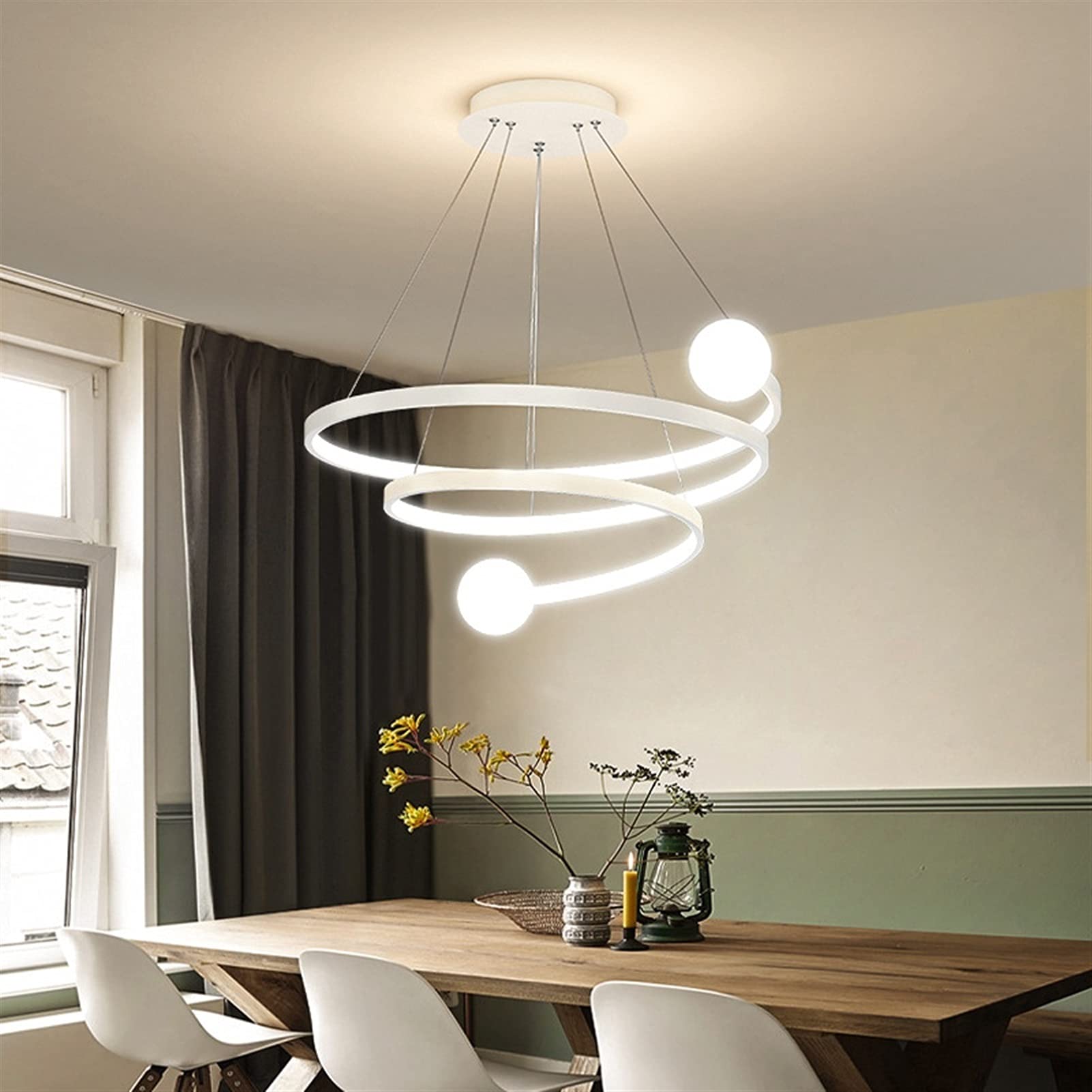 CUNTO Lampade a sospensione dimmerabili Lampadari moderni in acrilico Illuminazione Plafoniera a LED Compatibile con Sala da pranzo Soggiorno con telecomando, Lampadario di cristallo per soggiorno