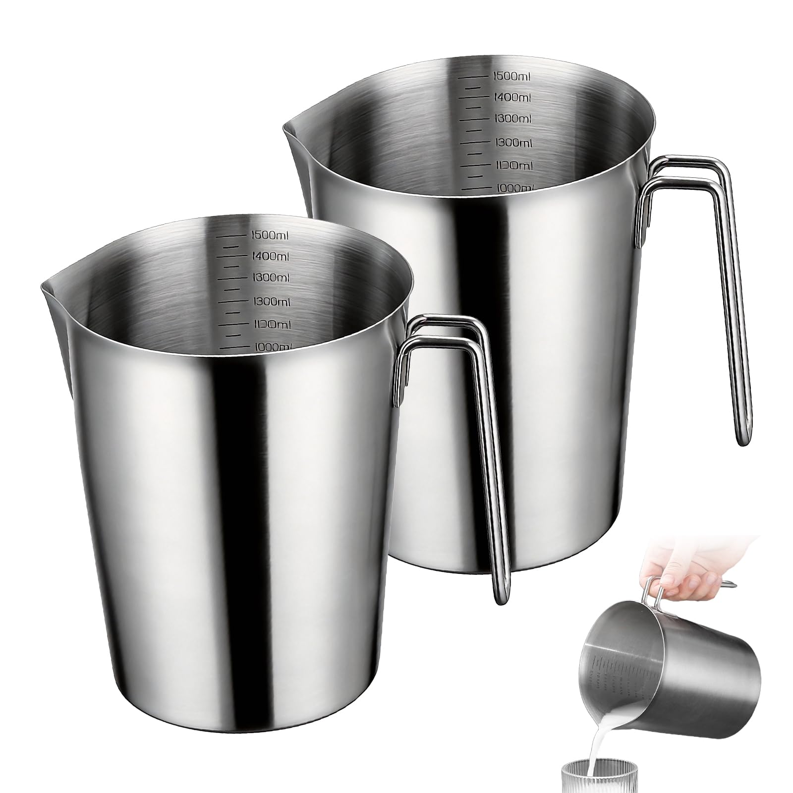 Pot A Lait en Acier Inoxydable 1500ML pour Réussir votre Mousse de Lait à la Maison