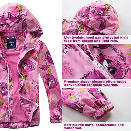 Image of Girls Rain Jackets Waterproof Lightweight Hooded Cotton Kids Outdoor Raincoats Breathable Windbreakers 4-5 Years