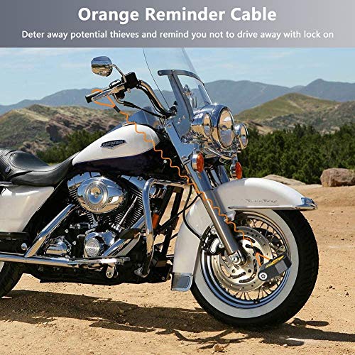 Disc Brake Lock, Linkax Motorcycle Alarm Disc Lock Motorbike Bike Scooter Security Lock Waterproof 110dB Alarm Sound with 1.5M Reminder Cable Keys & Carry Pouch for Motorbike Bike Scooter - Thumbnail 5