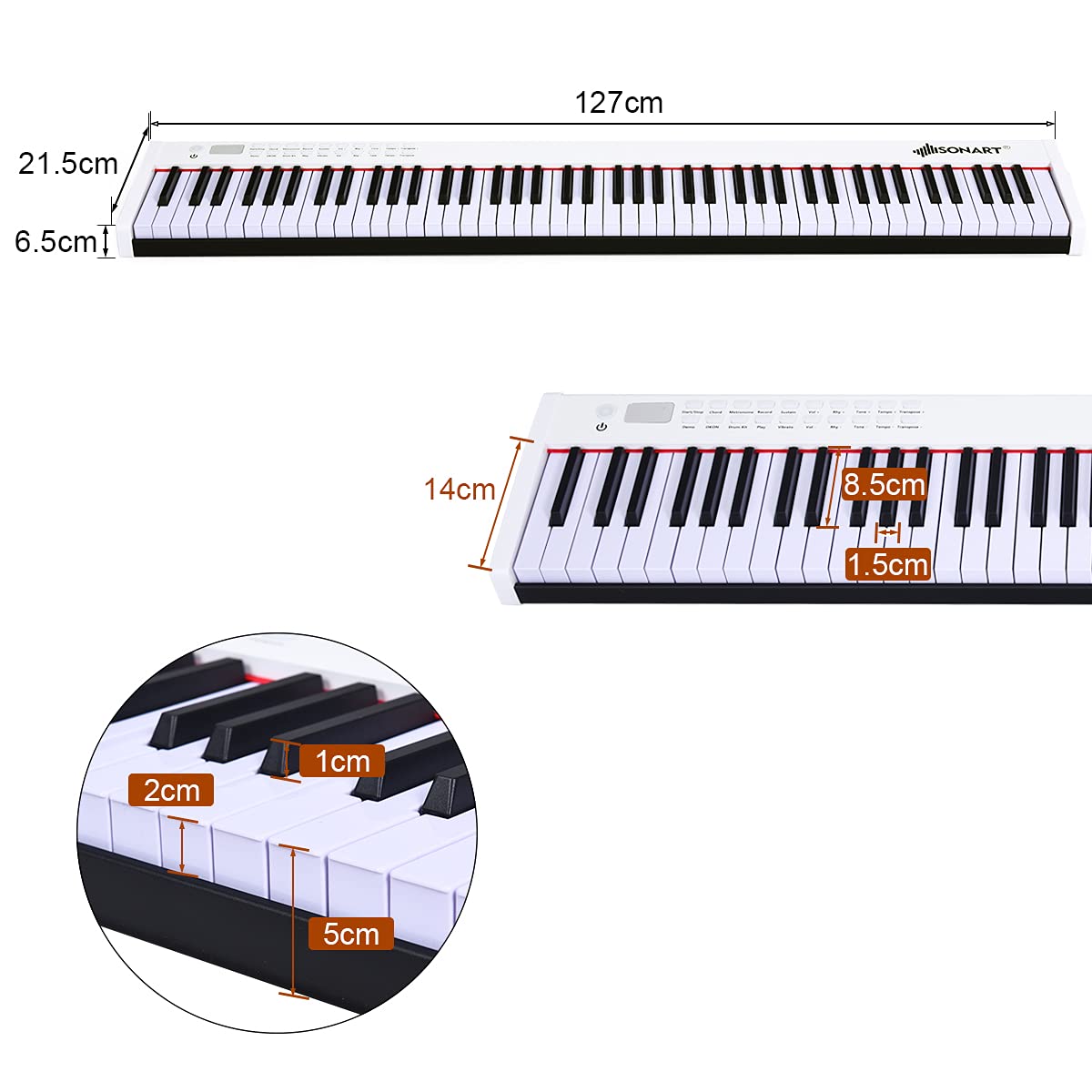 GOPLUS 61/88 Tasten Digitalpiano mit Anschlagdynamischen Standardtasten, Tragbares E-Klavier mit 128 Klänge & Rhythmen, Pedal, Keyboard mit Lehr- & Metronom-Funktionen, MIDI(88 Tasten, Weiß)