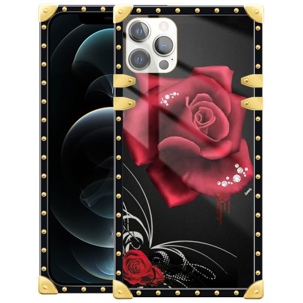 DAIZAG Compatible with iPhone 13 Pro Max Case,Flowers-003 Gold Retro Metal Corner Decoration Soft TPU Shockproof Cover