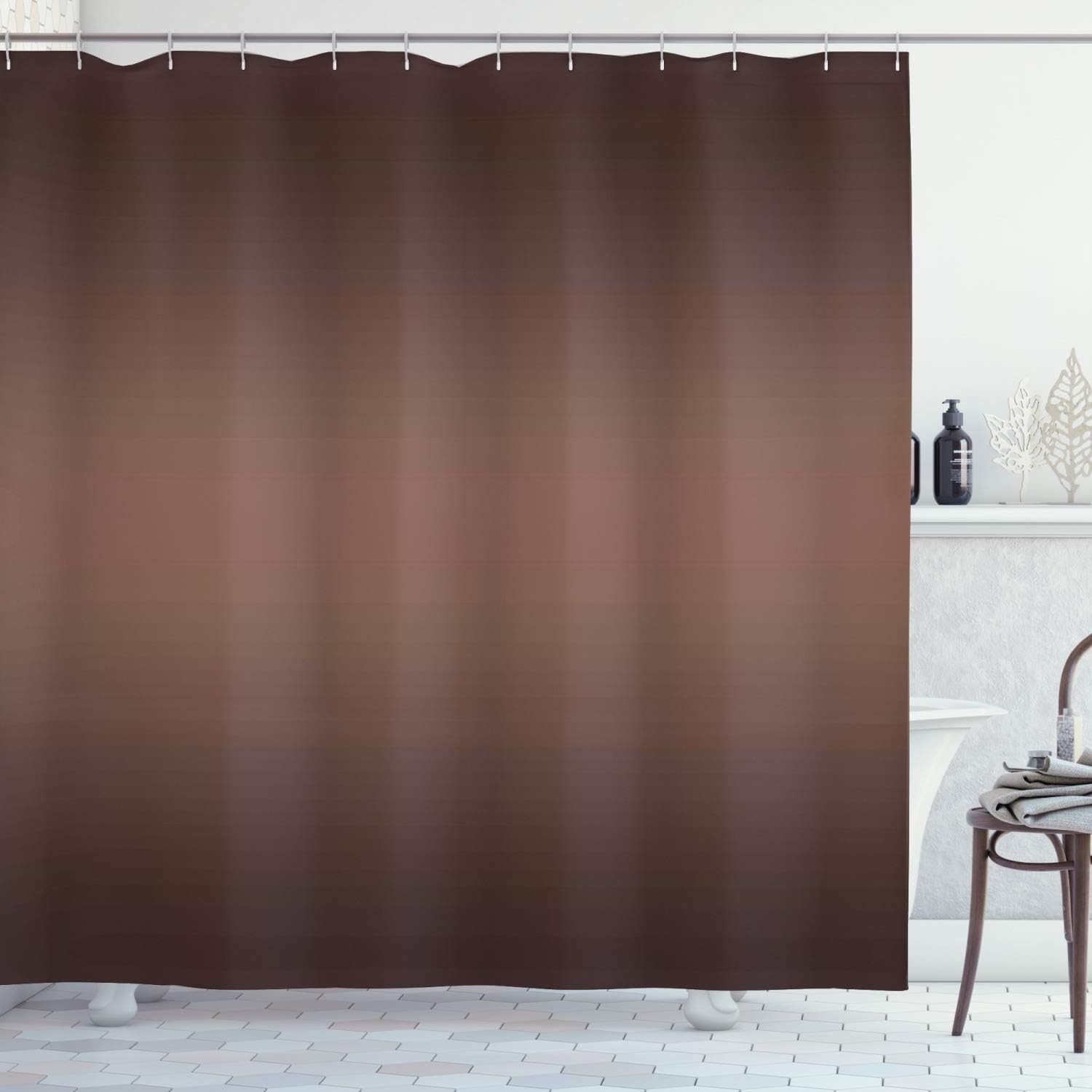 Ambesonne Ombre Shower Curtain, Dark Chocolate Healty Foods Dark Brown Color Inspired Ombre Design Digital Print Artwork Image, Cloth Fabric Bathroom Decor Set with Hooks, 69" W x 84" L, Dark Brown