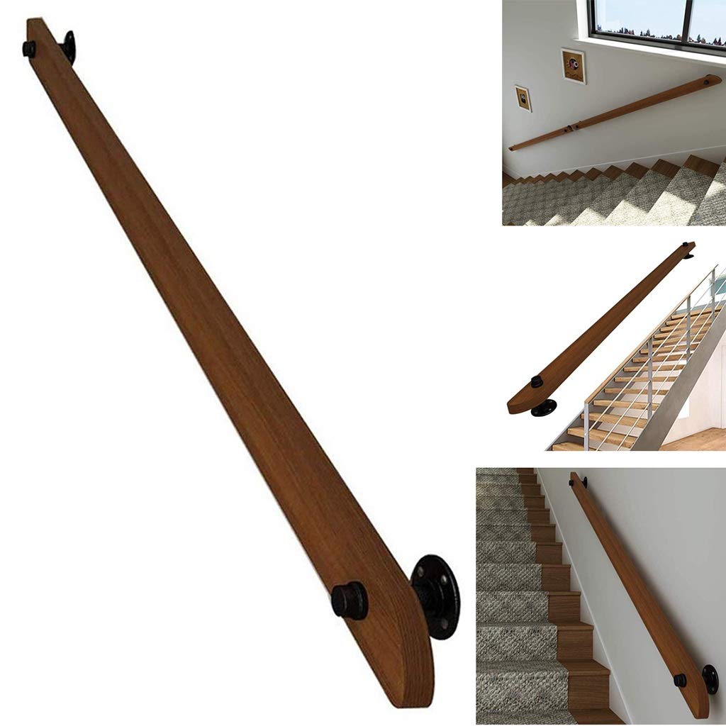Main courante d'escalier en bois MObyat avec kit complet de support mural de 0,3 à 6,1 m