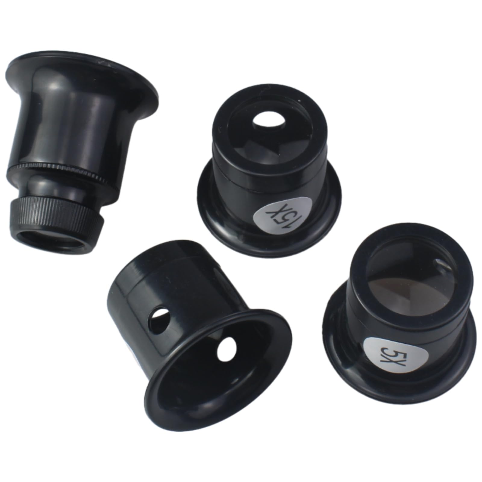 FDXGYH 4pcs Black Monocular Loupe Portable Eye Clip Magnifier Glass Watch Jewelry Experimental Repair Tool(5X 10X 15X 20X)