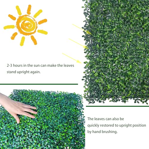 Image of ODTORY Artificial Hedge Privacy Fence Screen, 24X16 in 12P (32 sqft) | UV-Anti Boxwood Panel, Faux ivy Greenery Backdrop, Balcony /Garden /Backyard Fence Covering, Indoor Outdoor Green Plant Decor