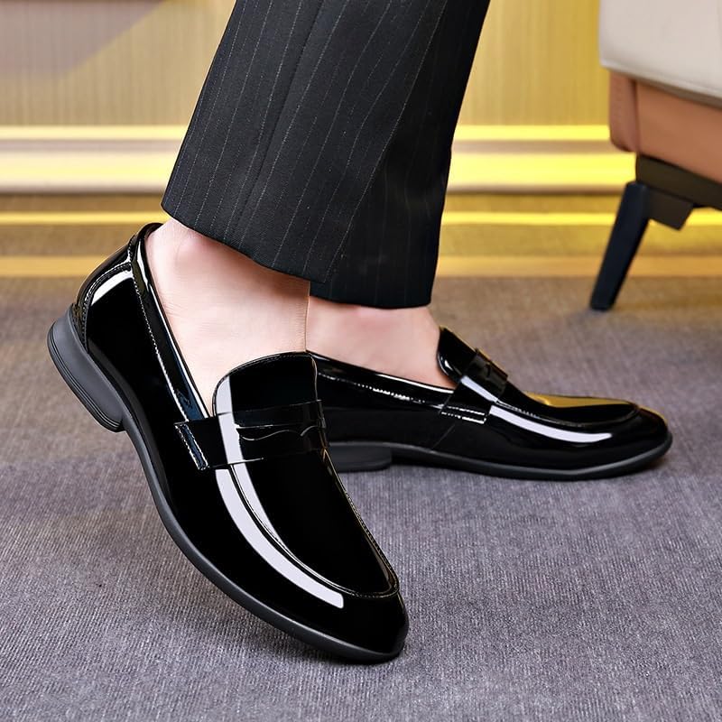 Men's Formal Slip-On Oxford Dress Shoes, Faux Patent Leather Business Wedding Suit Tuxedo Classic Comfortable Office Shoes for Men2
