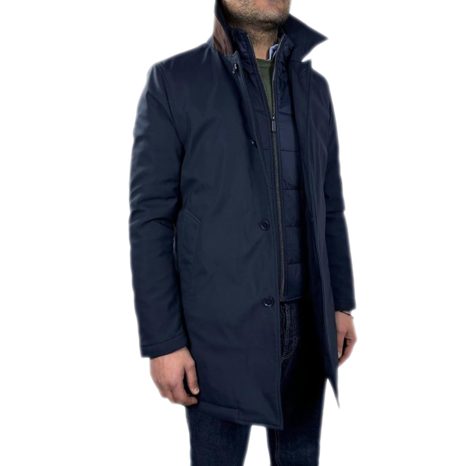 Cappotto Impermeabile da Uomo Invernale Taglio Lungo Trench Eegante Imbottito Giacca Casual Con Gilet Removibile Linea Sartoriale Giubbotto Classico