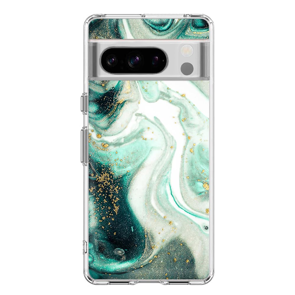 Yivenbarity Stylish Marble Case Compatible with Pixel 8 Pro,Glitter Luxury Pattern Design for Women Girls Men,Clear Soft T...