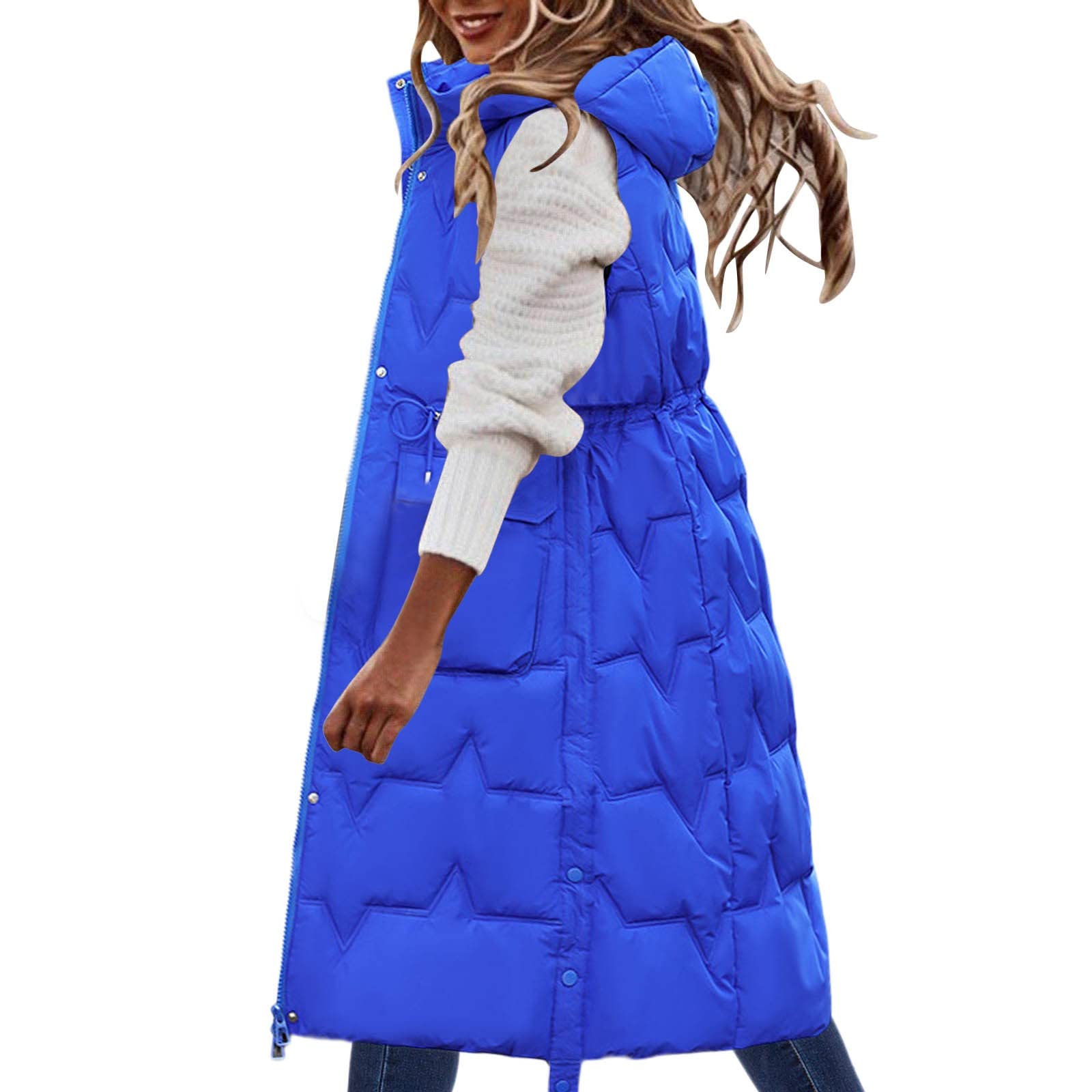 Doudoune sans Manches Femme avec Capuche, Veste Matelassée Femme Automne Hiver Légère Gilet À Capuche Manteaux Épais en Chaud Hiver avec Poches Zippé Extérieure À Courtepointe Blouson Capuche Gilet