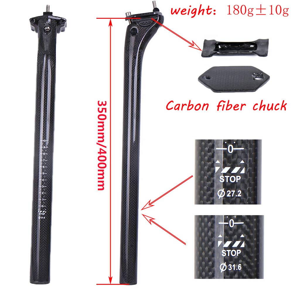 3k Fibra di Carbonio 27.2/31.6mm*350/400mm Reggisella per Bicicletta Mountain/Road Bike BMX Sottosella